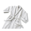 Shawl Collar Waffle Robe in White w/ Navy Piping